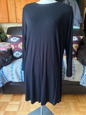 H&M Rib-knit Swing Dress Black Size XL